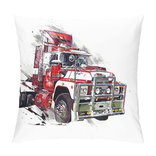 Personality  American Truck Illustration Color Isolated Art Vintage Retro Pillow Covers