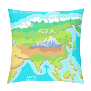 Personality  Asia Isometric Map With Natural Attractions Pillow Covers