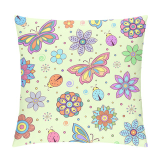 Personality  Colorful Flowers, Butterflies And Ladybugs Pillow Covers
