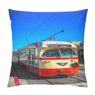 Personality  SAN FRANCISCO, USA - DECEMBER 16: F Market E Wharves Rail Line O Pillow Covers
