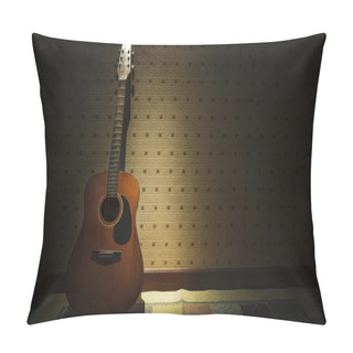 Personality  File Old Guitar Against Vintage Wall Pillow Covers