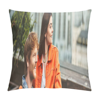 Personality  A Man And A Woman Sit Closely Together On A Park Bench, Engaging In Deep Conversation As They Gaze Into Each Others Eyes Pillow Covers