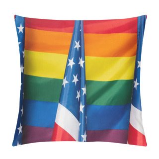Personality  American Flags Against Lgbt Colorful Background Pillow Covers