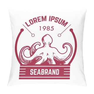 Personality  Nautical Vector Logo Of Octopus For Marine Or Sea Brand. Vector Icon Of Ocean Animal And Ribbon For Fishing Club Or Seafarer Sailing Pillow Covers