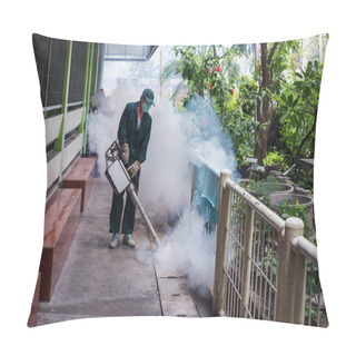 Personality  Man Work Fogging To Eliminate Mosquito For Preventing Spread Dengue Fever And Zika Virus Pillow Covers