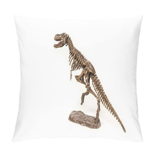 Personality  Tyrannosaurus Dinosaur Skeleton On A White Background. Pillow Covers