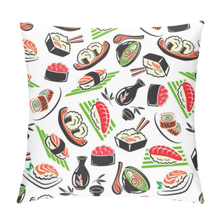 Personality  Japanese Seafood Cuisine Seamless Pattern Pillow Covers