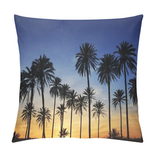 Personality  Palm Trees Sunset Golden Blue Sky Backlight Pillow Covers