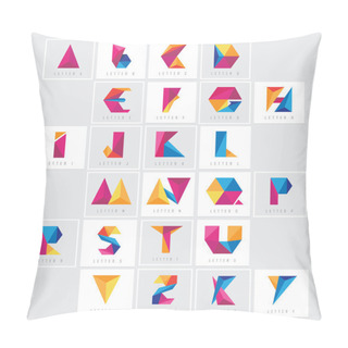Personality  Colorful Low Polygon Alphabet Pillow Covers