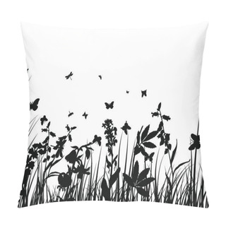 Personality  Vector Grass Silhouettes Background. All Objects Are Separated. Pillow Covers