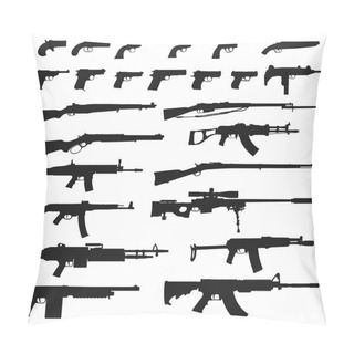 Personality  High Quality Vector Set Of 25 Weapons Silhouettes Isolated On White Background  Pillow Covers