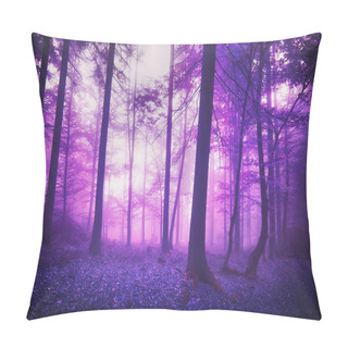 Personality  Mystic Fantasy Violet Colored Enchanted Forest Landscape Pillow Covers