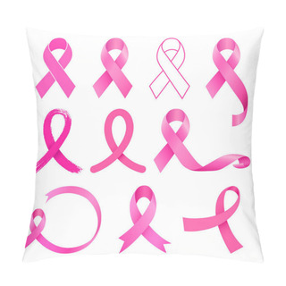 Personality  Pink Ribbon Design Set. Breast Cancer Awareness Month. Illustration.  Pillow Covers