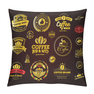 Personality  Set Of Vintage Retro Coffee Labels And Badges Pillow Covers