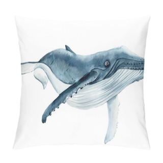 Personality  Whale On Isolated White Background, Watercolor Illustration Pillow Covers