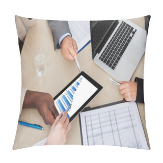 Personality  Multi Ethnic Business Colleagues Discussing Graph Pillow Covers