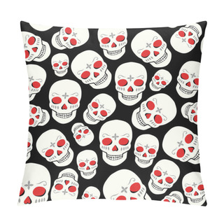 Personality  Vector Seamless Pattern With Skulls Pillow Covers