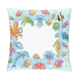 Personality  Frame With Sea Animals Pillow Covers