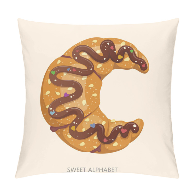 Personality  Cartoon candy alphabet. Letter C. Vector illustration, isolated on white background pillow covers
