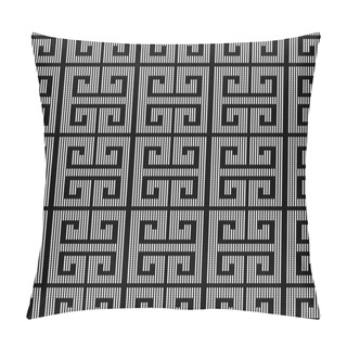 Personality  Textured Dotted Digital Style Greek Seamless Pattern. Vector Black And White Modern Grunge Background. Geometric Repeat Grungy Backdrop. Striped Relief Texture. Greek Key Meanders Creative Ornaments Pillow Covers