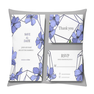 Personality  Vector Blue Flax Floral Botanical Flower. Wild Spring Leaf Wildflower Isolated. Engraved Ink Art. Wedding Background Card Floral Decorative Border. Elegant Card Illustration Graphic Set Banner. Pillow Covers