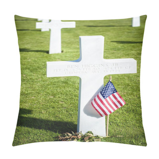 Personality  American Cemetery In Omaha Beach, Normandy, France. Pillow Covers