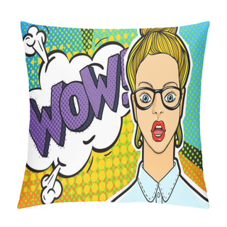 Personality  Woman Face In Pop Art Style Pillow Covers