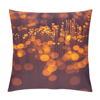 Personality  Selective Focus Of Bokeh Orange Fiber Optics Texture Pillow Covers