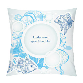 Personality  Sea Background With Fish And Speech Bubbles Pillow Covers