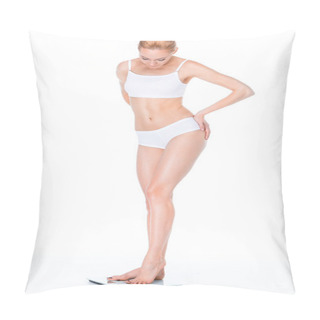 Personality  Woman On Digital Scales Pillow Covers
