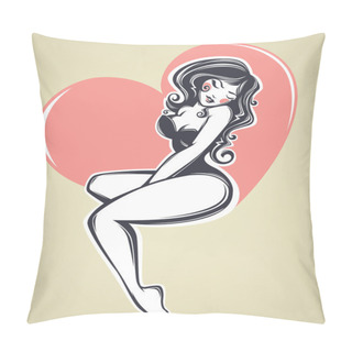 Personality  Sexy Pin Up Girl On Beige Background Pillow Covers