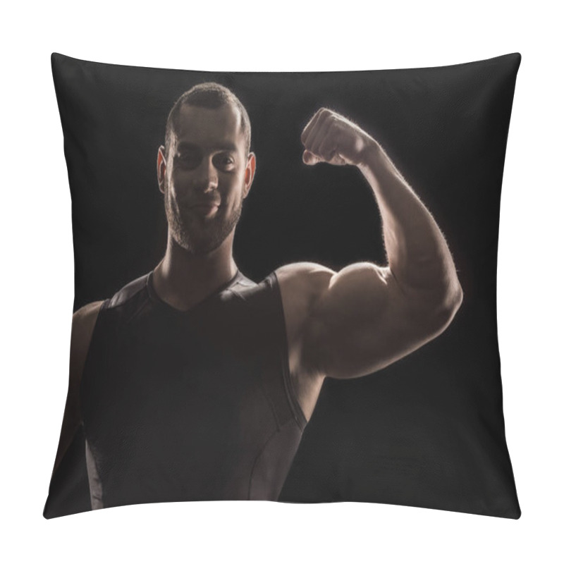 Personality  Young Bodybuilder Flexing Biceps Pillow Covers