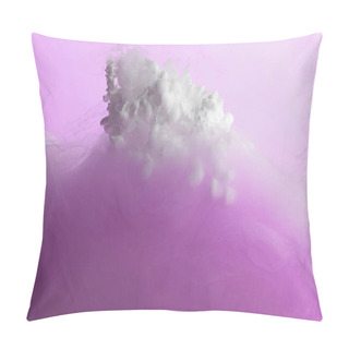 Personality  Close Up View Of Pink And White Paint Mixing In Water Isolated On Pink Pillow Covers