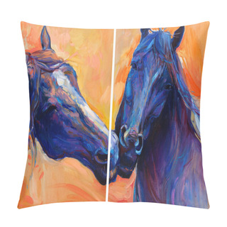 Personality  Blue Horses Pillow Covers