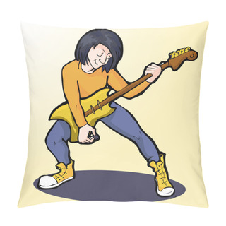 Personality  Vector Rock Guitarist, Vector  Illustration  Pillow Covers