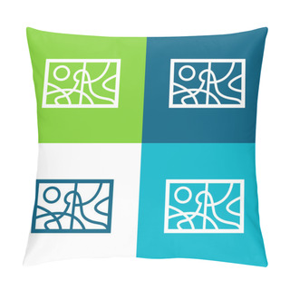 Personality  Abstract Painting Landscape Flat Four Color Minimal Icon Set Pillow Covers