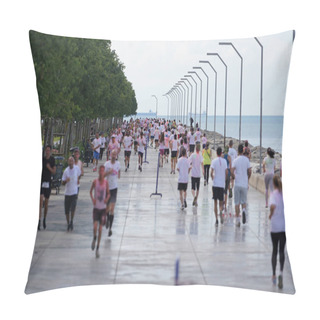 Personality  ISTANBUL, TURKIYE - JUNE 18, 2022: People Running In Colors During Color Run Maltepe 7K Run Pillow Covers