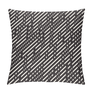 Personality  Black And White Irregular Dashed Lines Pattern. Abstract Vector Seamless Background Pillow Covers