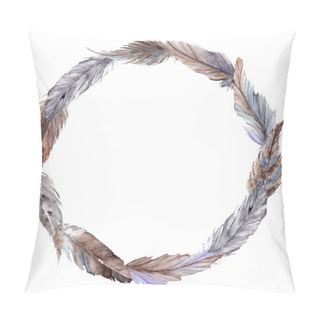 Personality  Watercolor Brown Gray Grey Feather Wreath Vector Isolated Pillow Covers