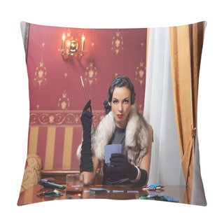 Personality  The Woman In Strict Clothes In A Retro Style 30-th Pillow Covers