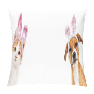 Personality  Kitten And Puppy Wearing Bunny Ears Pillow Covers