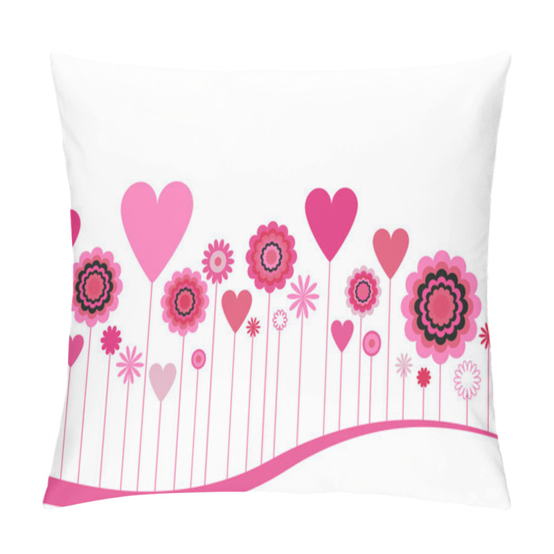 Personality  Blooming Flowers And Hearts In Pink Pillow Covers