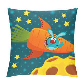 Personality  Rabbit On A Rocket Of A Carrot  Pillow Covers