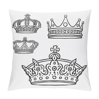 Personality  Crown, The King Symbol Line Art Drawing Pillow Covers