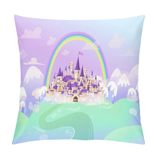 Personality  Cute Cartoon Castle. Fairy Medieval Castle In Cartoon Style. Pillow Covers