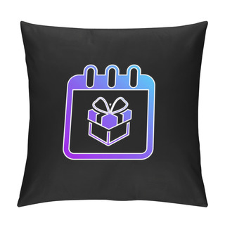 Personality  Birthday Giftbox On Reminder Calendar Page Blue Gradient Vector Icon Pillow Covers