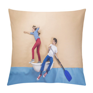 Personality  Joyful Kids As Sailors On The Sea. Pillow Covers