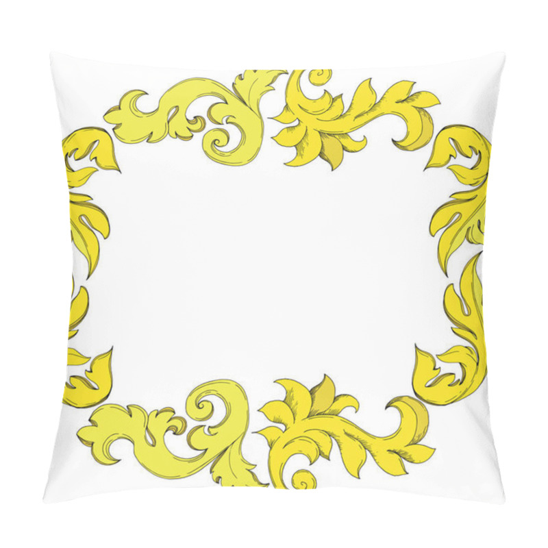 Personality  Vector Golden monogram floral ornament. Black and white engraved ink art. Frame border ornament square. pillow covers