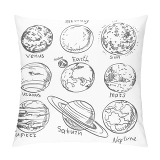 Personality  Doodle Planets Of The Solar System Isolated On White Background Pillow Covers
