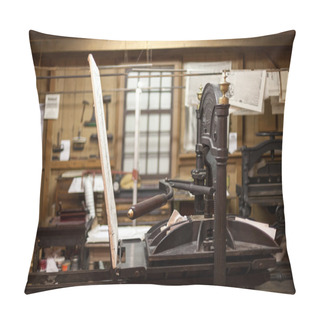 Personality  Close-up Of Antique Letterpress Printing Machine Pillow Covers